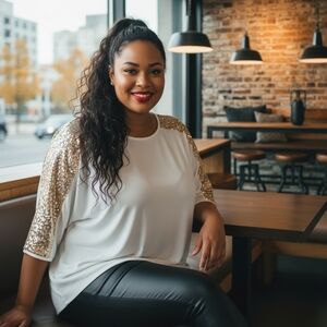 Retrology Cream With Gold Sequins Top